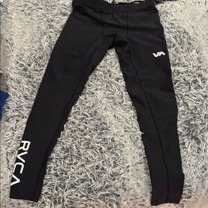 RVCA Black compression pants with White Logo